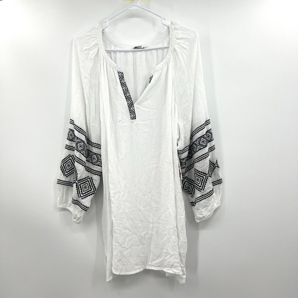 The Pioneer Woman White Boho Embroidered Peasant Tunic Top Womens XXXL NWT